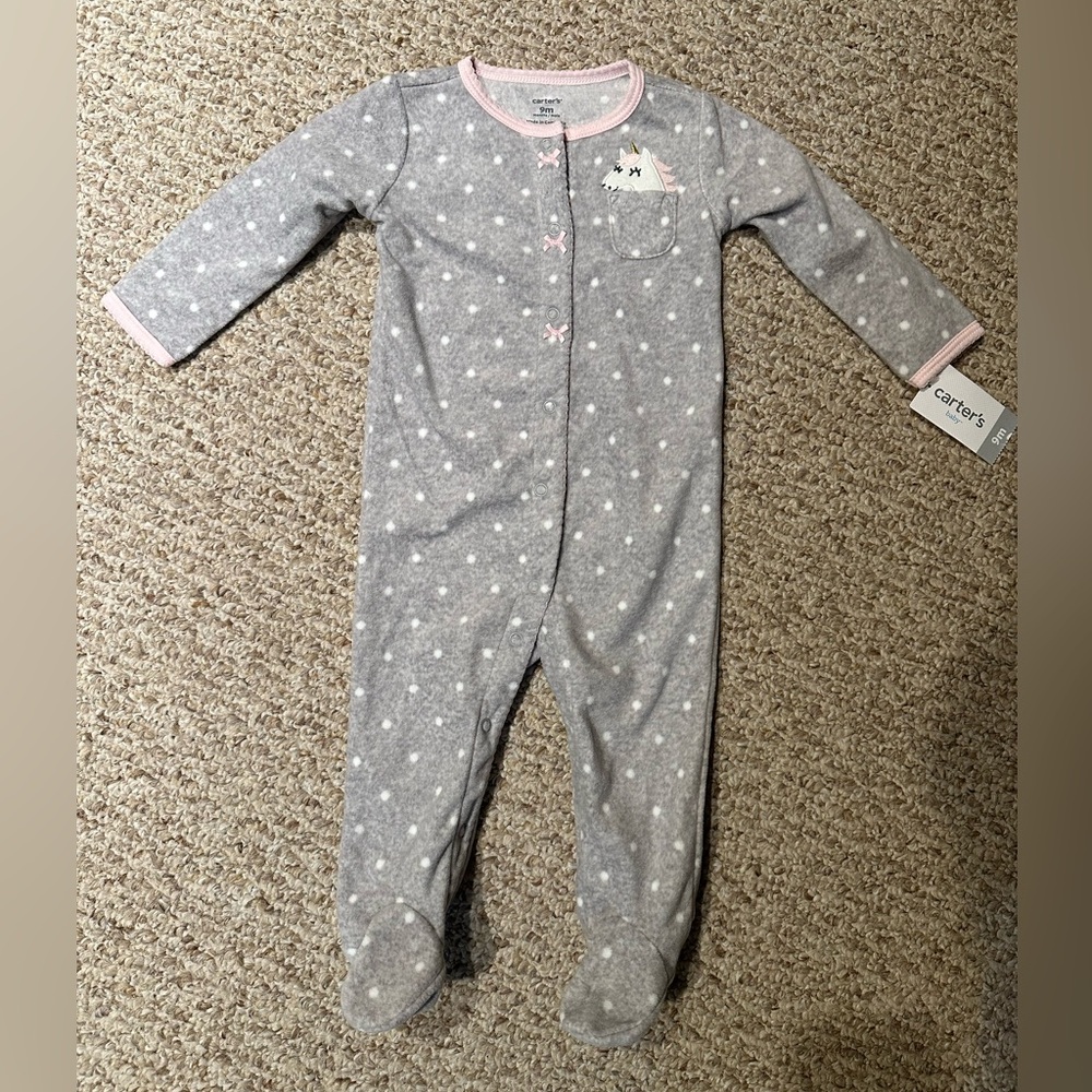 Carter's Baby Girl Unicorn Footed Fleece Onesie